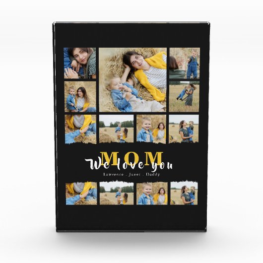 黒いおばあちゃんお母さん写真コラージュのお母さんのデイプレゼント フォトブロック (正面)