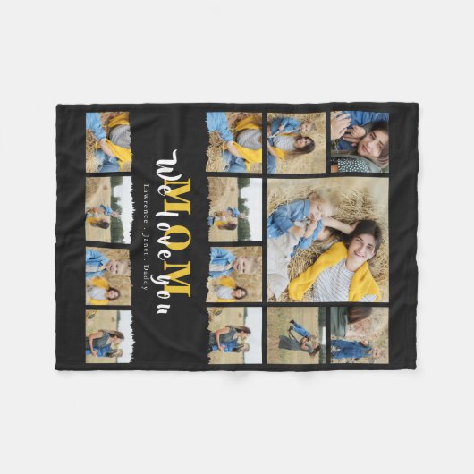 黒いおばあちゃんのお母さん写真コラージュの母親の日逃げる フリースブランケット (正面(横))