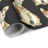 黒いおもしろいギャング猫の漫画パターン ラッピングペーパー (ロールコーナー)