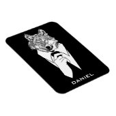 黒いおもしろいタキシードのヒップスター・ウルフパーソナライズされた マグネット (右側)