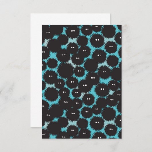 黒いおもしろいフワフワ サンキューカード (正面/裏面)