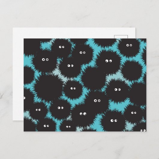 黒いおもしろいフワフワ シーズンポストカード (正面/裏面)