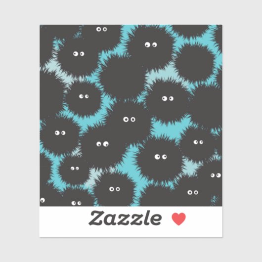 黒いおもしろいフワフワ シール (シート)