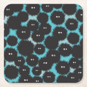 黒いおもしろいフワフワ スクエアペーパーコースター (正面)