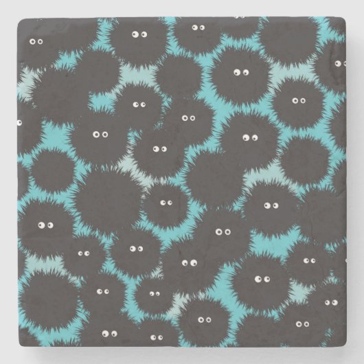 黒いおもしろいフワフワ ストーンコースター (正面)