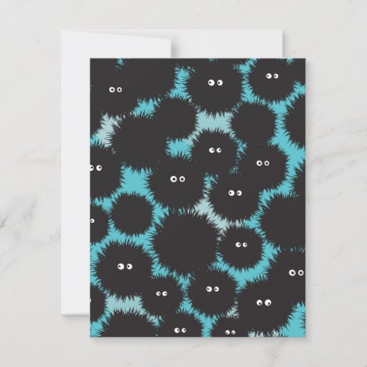 黒いおもしろいフワフワ ノートカード (正面)