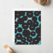 黒いおもしろいフワフワ ノートカード (正面/裏面インサイチュ)