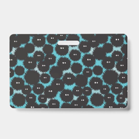 黒いおもしろいフワフワ バッジ (正面)