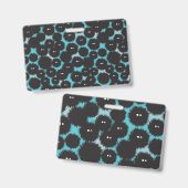 黒いおもしろいフワフワ バッジ (正面＆裏面)