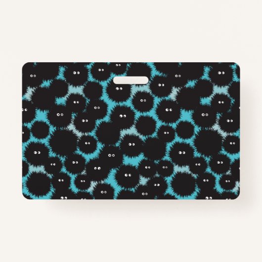 黒いおもしろいフワフワ バッジ (正面)