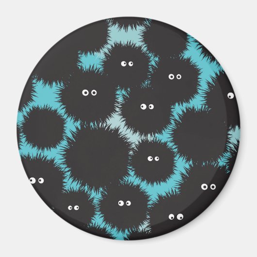 黒いおもしろいフワフワ マグネット (正面)