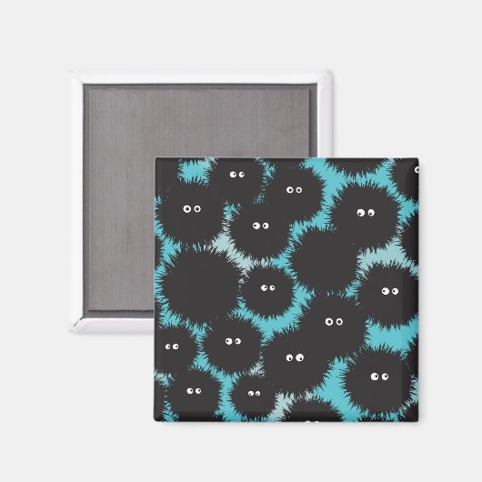 黒いおもしろいフワフワ マグネット (正面/裏面)