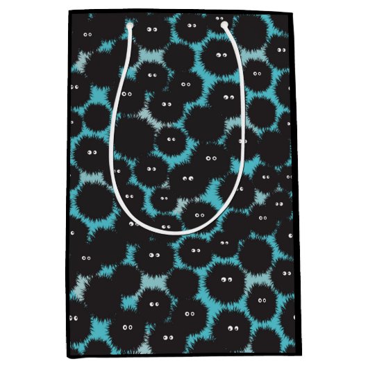 黒いおもしろいフワフワ ミディアムペーパーバッグ (正面)