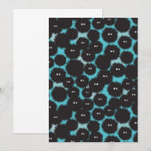 黒いおもしろいフワフワ 招待状 (正面/裏面)