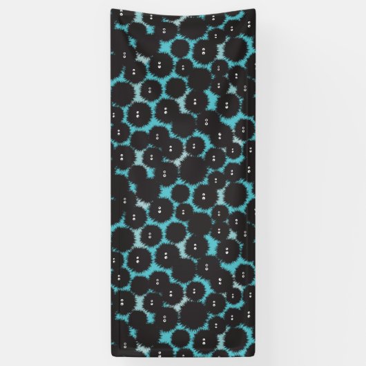 黒いおもしろいフワフワ 横断幕 (縦)