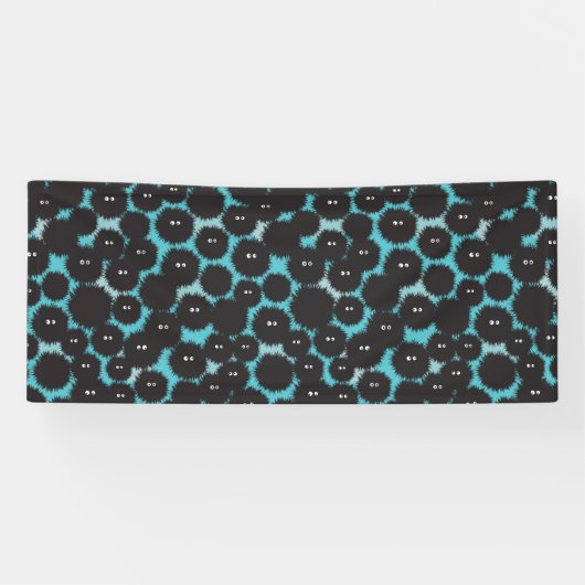 黒いおもしろいフワフワ 横断幕 (横)