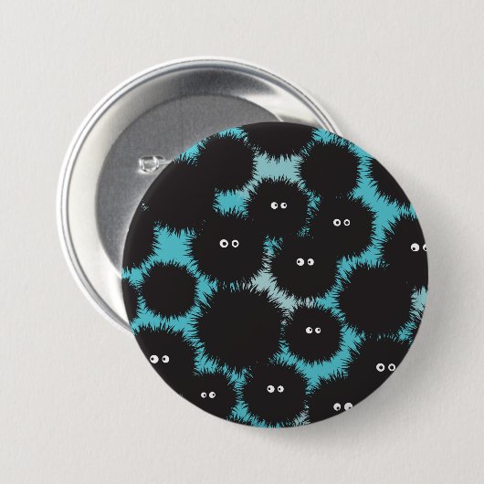 黒いおもしろいフワフワ 缶バッジ (正面&裏面)