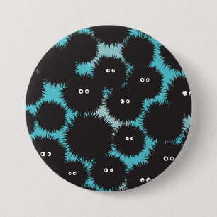 黒いおもしろいフワフワ 缶バッジ