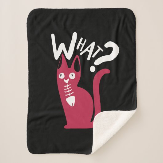 黒いおもしろいマンガ風のマゼンタ猫 シェルパブランケット (正面)