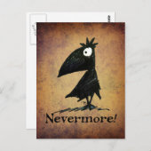 黒いおもしろいレイヴンbyエドガー・アレン・ポー – Nevermore ポストカード (正面/裏面)