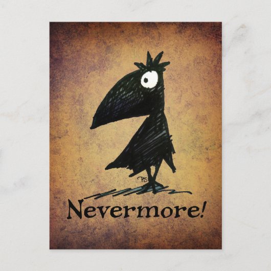 黒いおもしろいレイヴンbyエドガー・アレン・ポー – Nevermore ポストカード (正面)