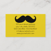 黒いおもしろい口ひげと無地の黄色 名刺 (裏面)