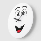 黒いおもしろい壁の時計かわいい漫画顔 ラージ壁時計 (傾斜)