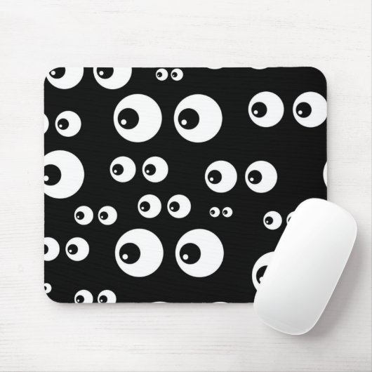黒いおもしろい漫画シームレスな目を見る マウスパッド (マウス)
