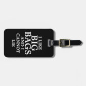 黒いおもしろい私は大きなバッグが好きで嘘をつけない ラゲッジタグ (正面横)