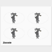 黒いおもしろい羊漫画 楕円形シール (シート)