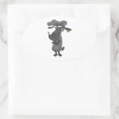 黒いおもしろい羊漫画 楕円形シール (バッグ)