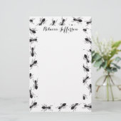 黒いおもしろい蟻の模様 便箋 (スタンド正面)