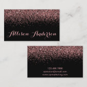 黒いおよびばら色の金ゴールドのグリッターの名刺 名刺 (正面/裏面)