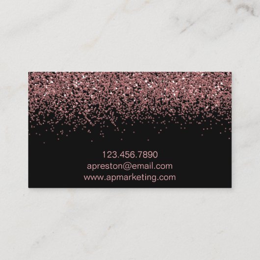 黒いおよびばら色の金ゴールドのグリッターの名刺 名刺 (裏面)