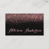 黒いおよびばら色の金ゴールドのグリッターの名刺 名刺 (正面)
