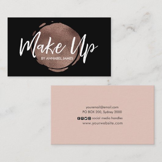 黒いおよびばら色の金ゴールドホイルの名刺 名刺 (正面/裏面)