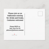 黒いおよびオレンジハローウィンパーティの招待状 インビテーションポストカード (裏面)