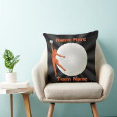 黒いおよびオレンジパーソナライズなバレーボールの枕 クッション (椅子)