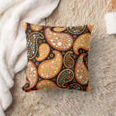 黒いおよびオレンジペイズリー クッション (ブランケット)