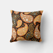 黒いおよびオレンジペイズリー クッション (裏面)