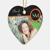 黒いおよびオレンジ写真の卒業のオーナメント セラミックオーナメント (左)
