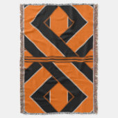 黒いおよびオレンジ独特パターン（の模様が）あるなブランケット スローブランケット (正面縦)