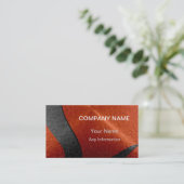 黒いおよびオレンジ贅沢な金属 名刺 (スタンド正面)