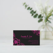黒いおよびマゼンタのハイビスカスの名刺 名刺 (スタンド正面)