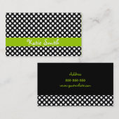 黒いおよびライムの水玉模様 名刺 (正面/裏面)