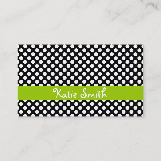 黒いおよびライムの水玉模様 名刺 (正面)