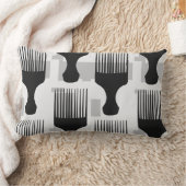 黒いおよび灰色のアフロの櫛の装飾用クッション ランバークッション (ブランケット)