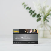 黒いおよび灰色のストライプおよび立方体の名刺 名刺 (スタンド正面)