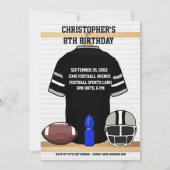黒いおよび灰色のフットボールのジャージーの誕生会 招待状 (裏面)