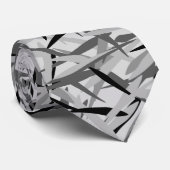 黒いおよび灰色のモダンな花柄のタイ ネクタイ (ロール)